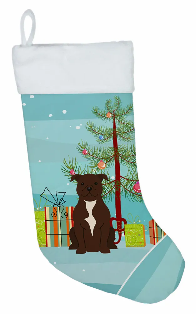 Christmas Tree and Dog on Christmas Stocking