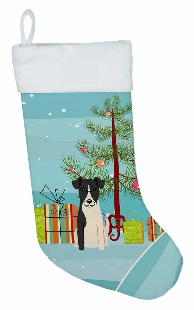 Christmas Tree and Dog on Christmas Stocking