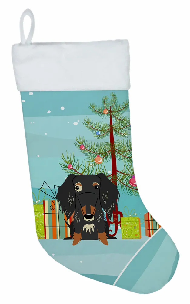 Christmas Tree and Dog on Christmas Stocking