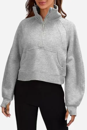 Cozy Oversized Half-Zip Fleece Pullover Sweatshirt