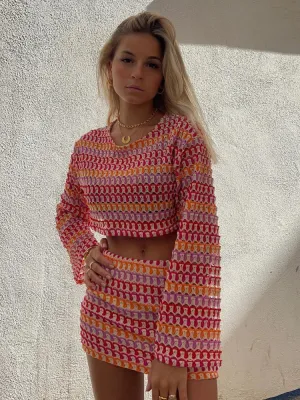Crochet Two-Piece Set | Boho-Chic & Playful | Crop Top & Mini Skirt