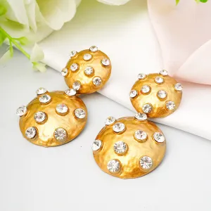 Crystal Studded Gold Danglers