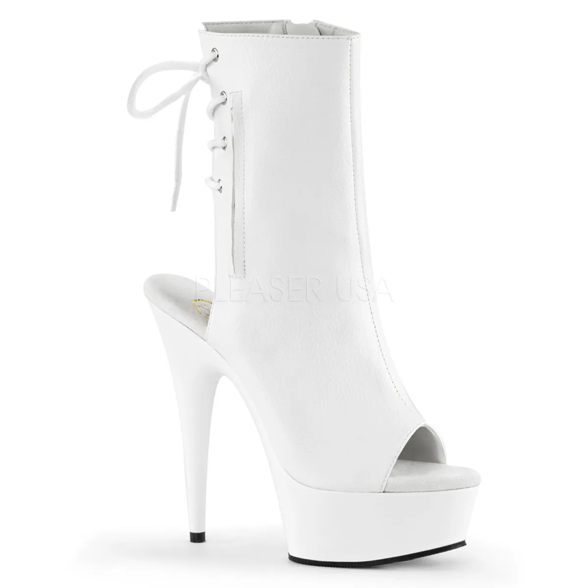 DELIGHT-1018  White Faux Leather/White