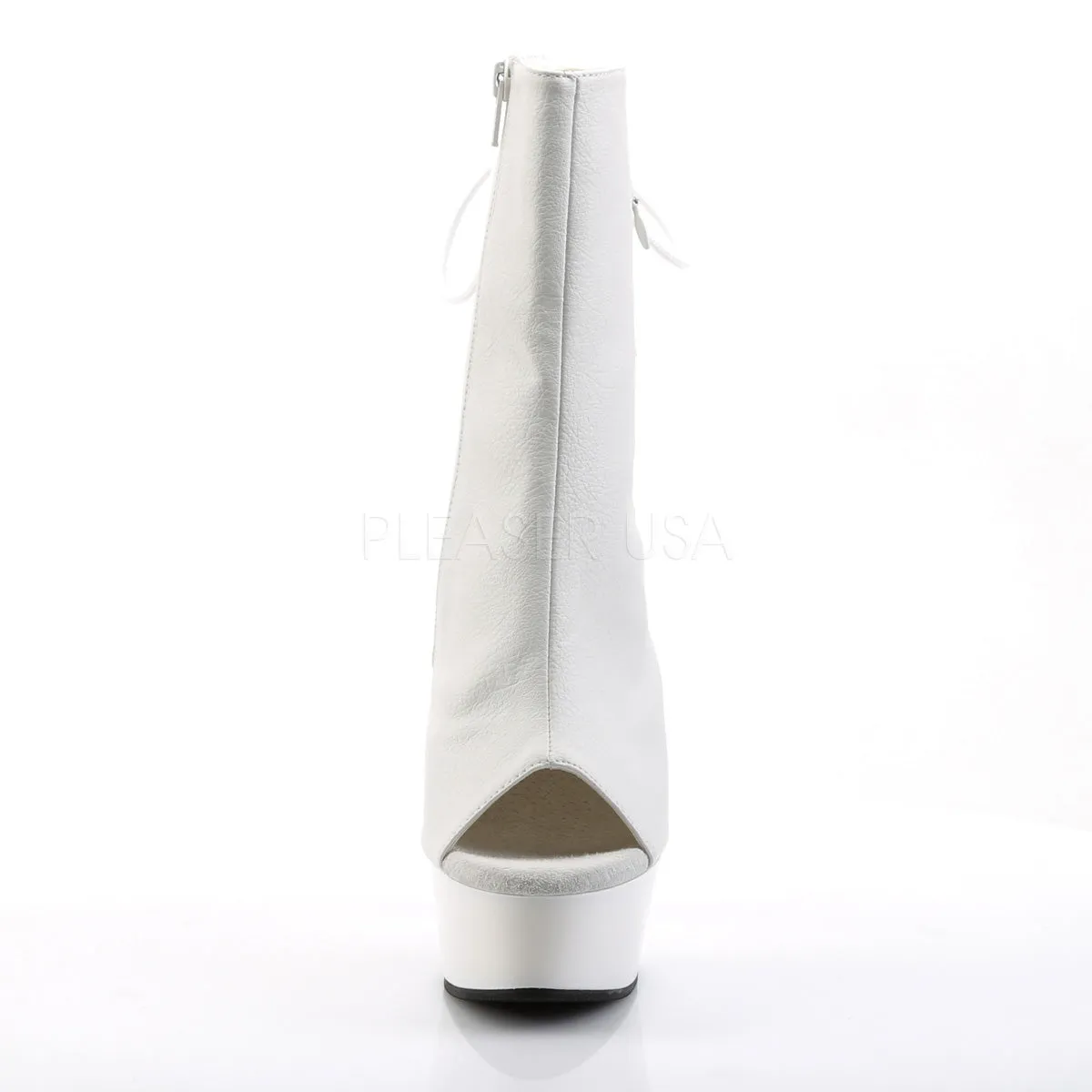 DELIGHT-1018  White Faux Leather/White