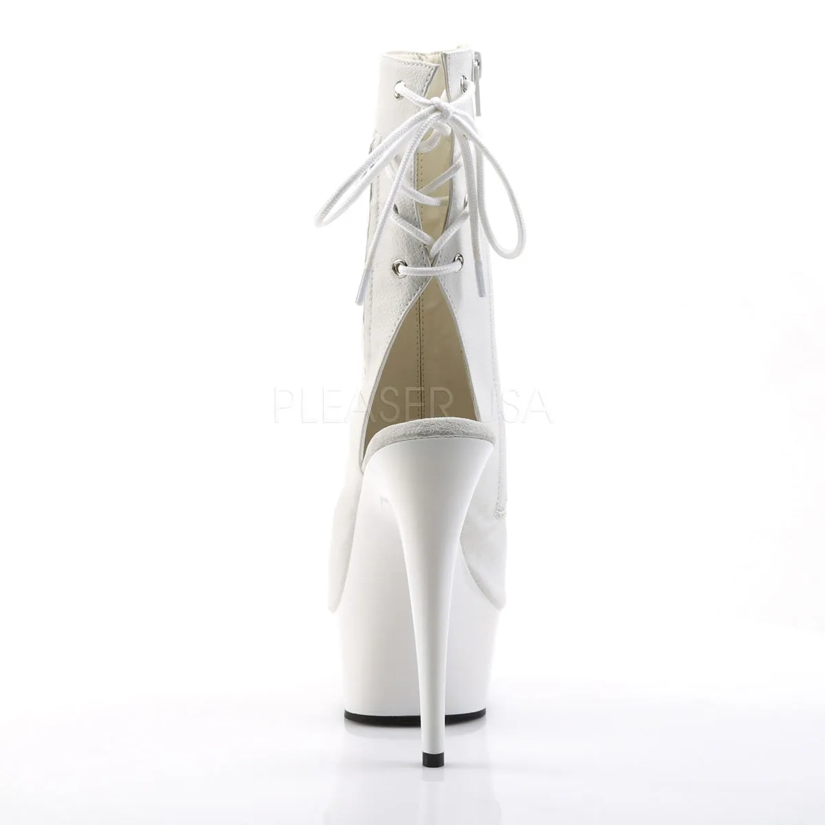 DELIGHT-1018  White Faux Leather/White