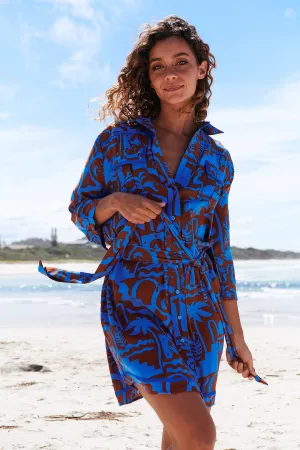 Desert to Sea Print Beverly Shirt Dress