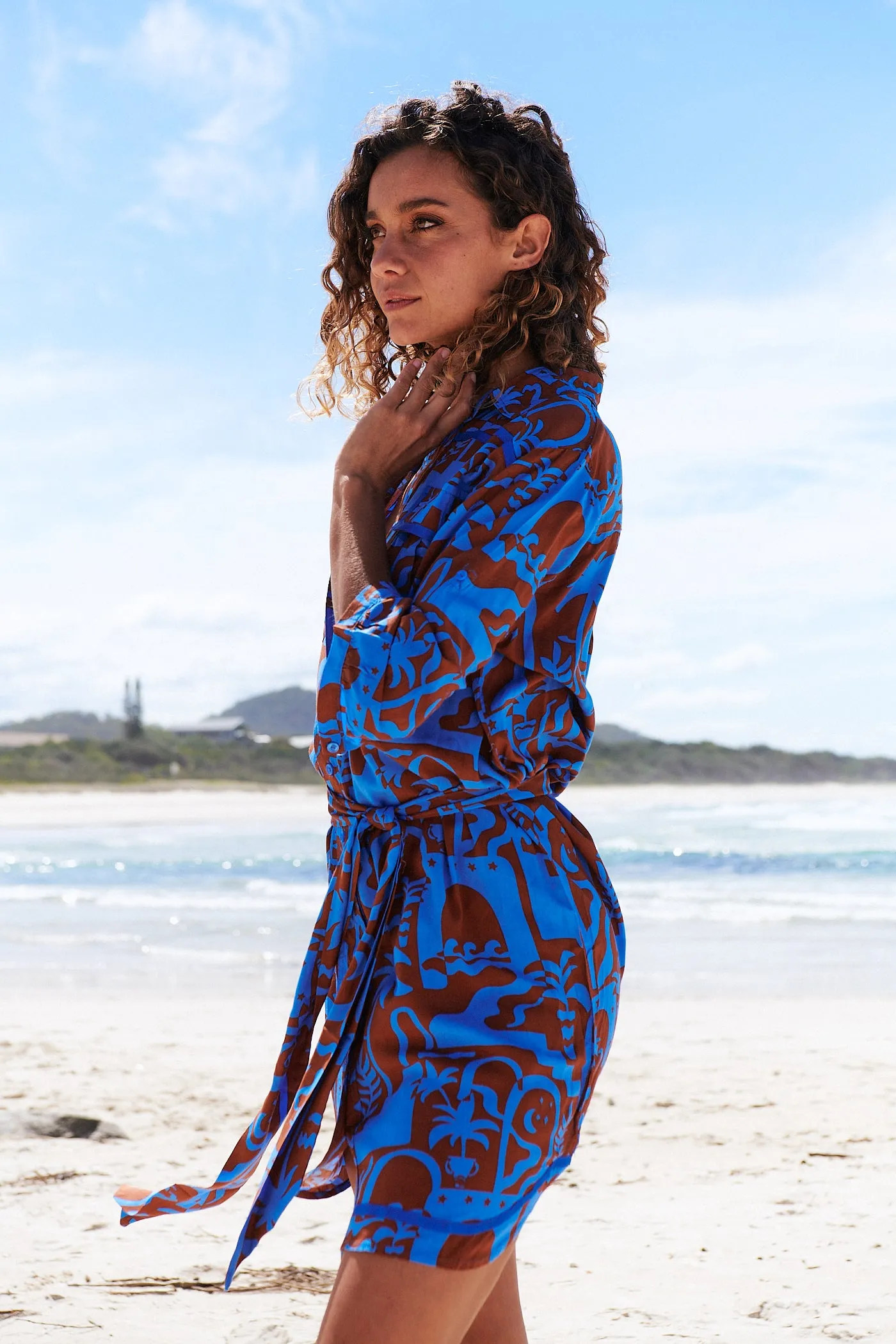 Desert to Sea Print Beverly Shirt Dress