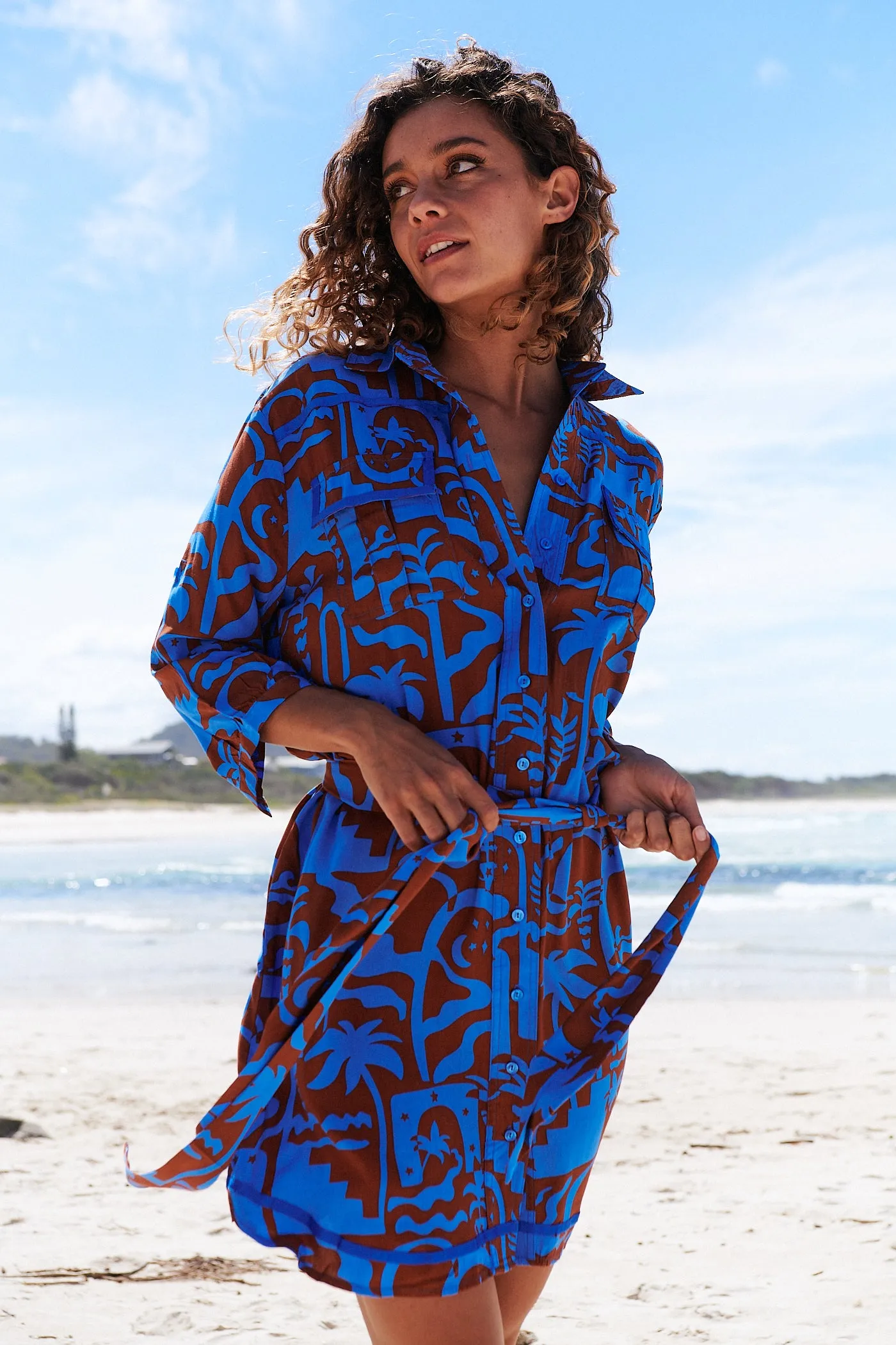 Desert to Sea Print Beverly Shirt Dress