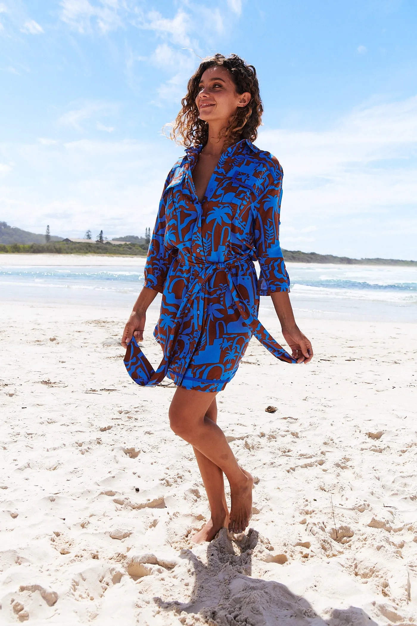 Desert to Sea Print Beverly Shirt Dress