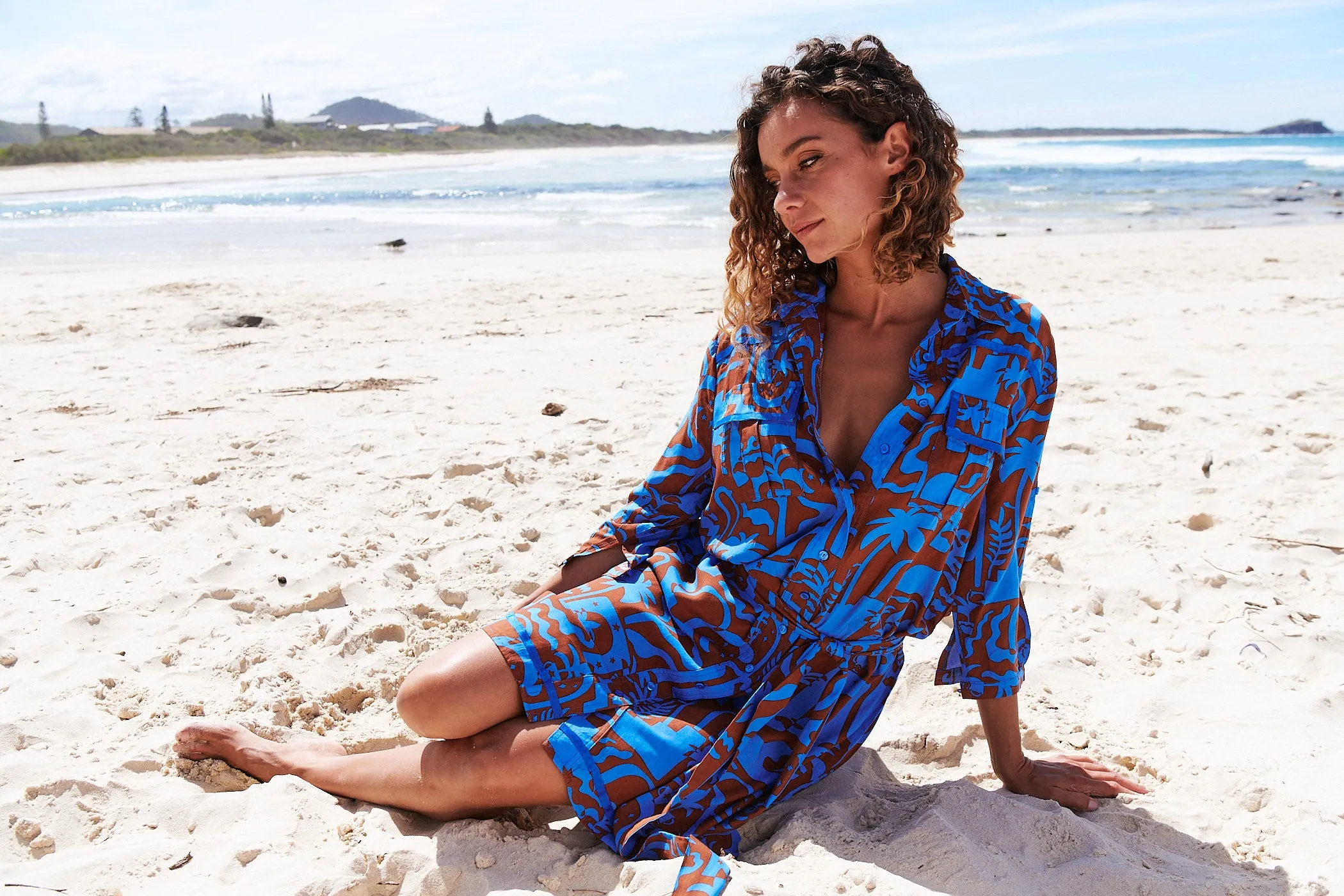 Desert to Sea Print Beverly Shirt Dress