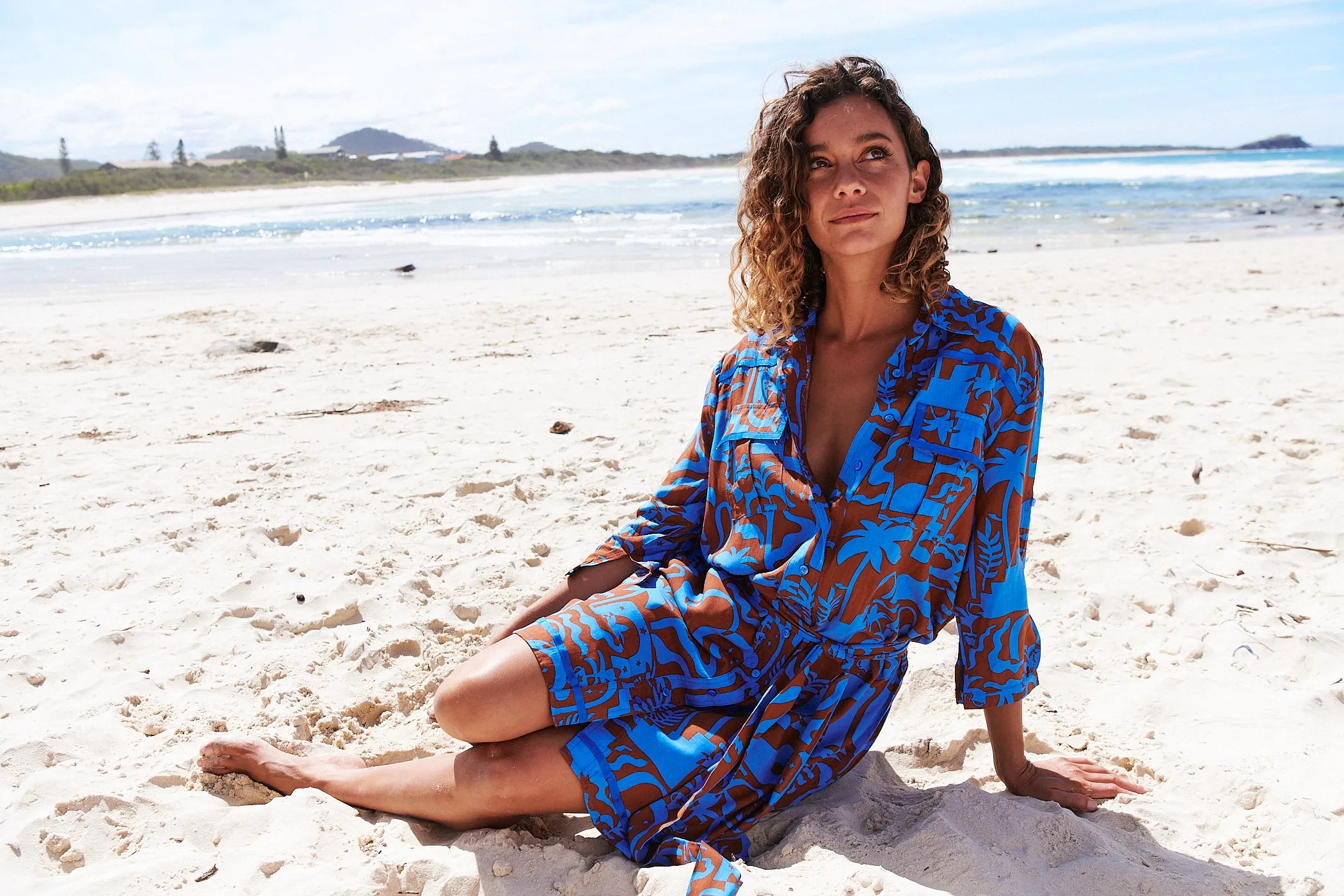 Desert to Sea Print Beverly Shirt Dress