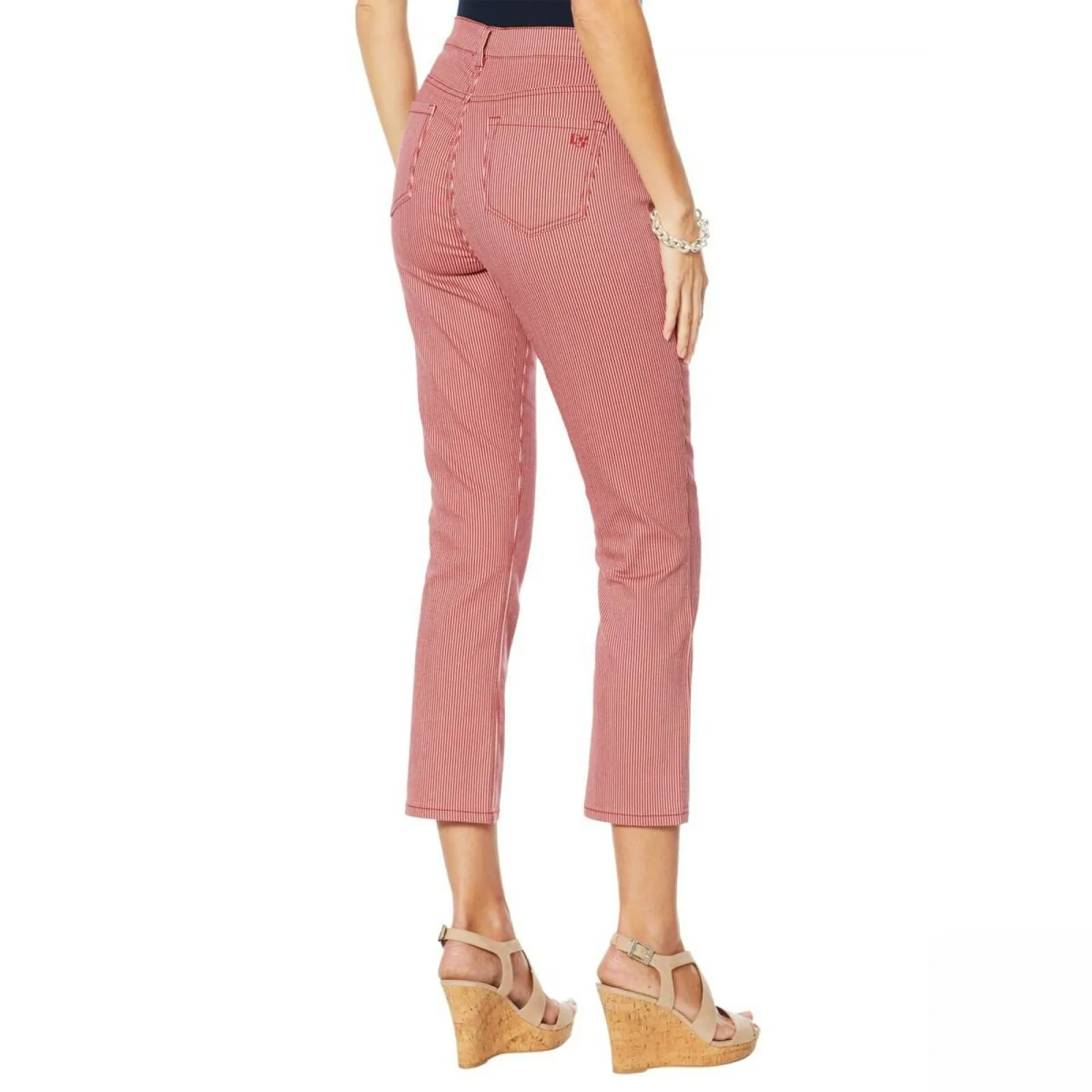 DG2 by Diane Gilman Women's Petite Classic Stretch Pinstripe Crop Jeans