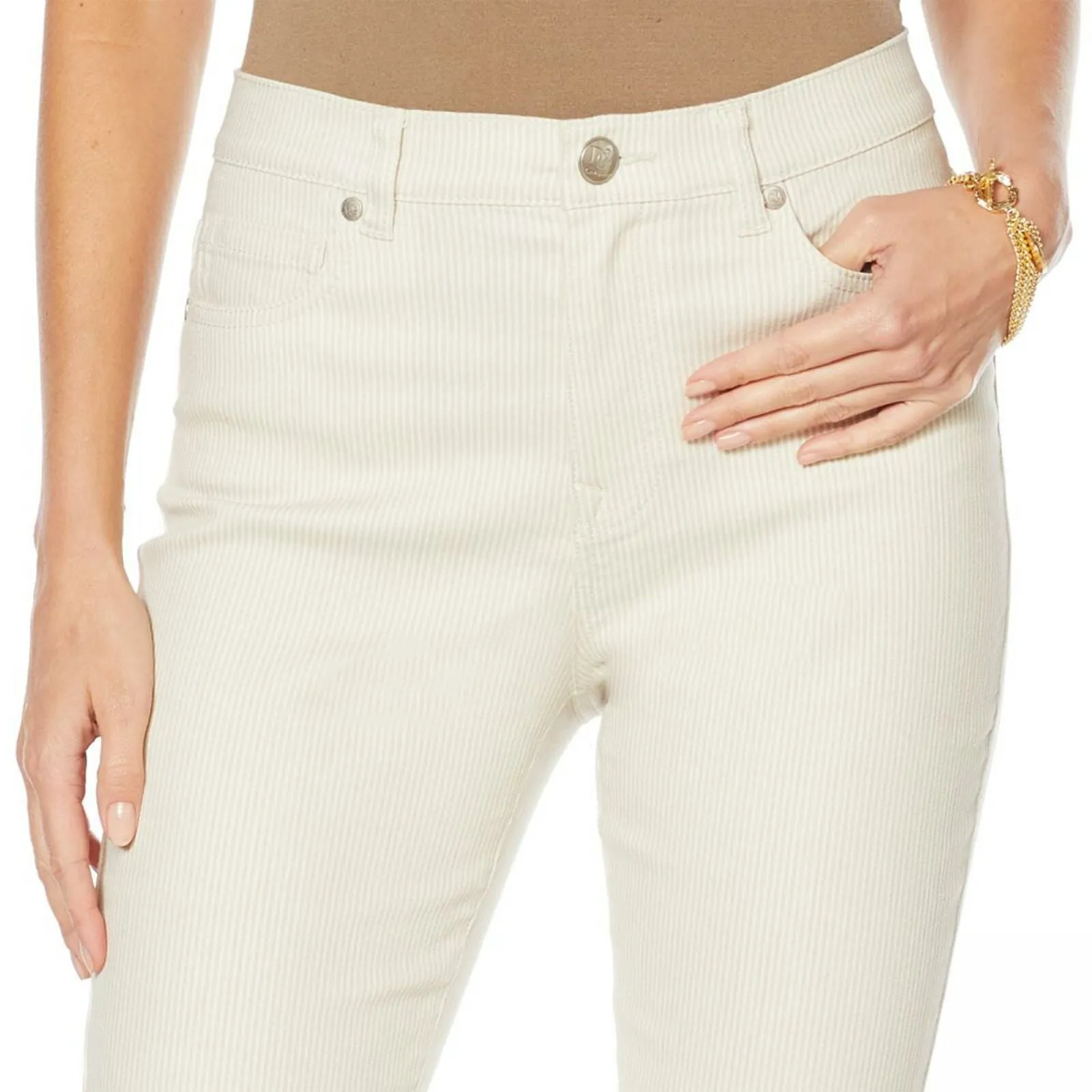 DG2 by Diane Gilman Women's Petite Classic Stretch Pinstripe Crop Jeans