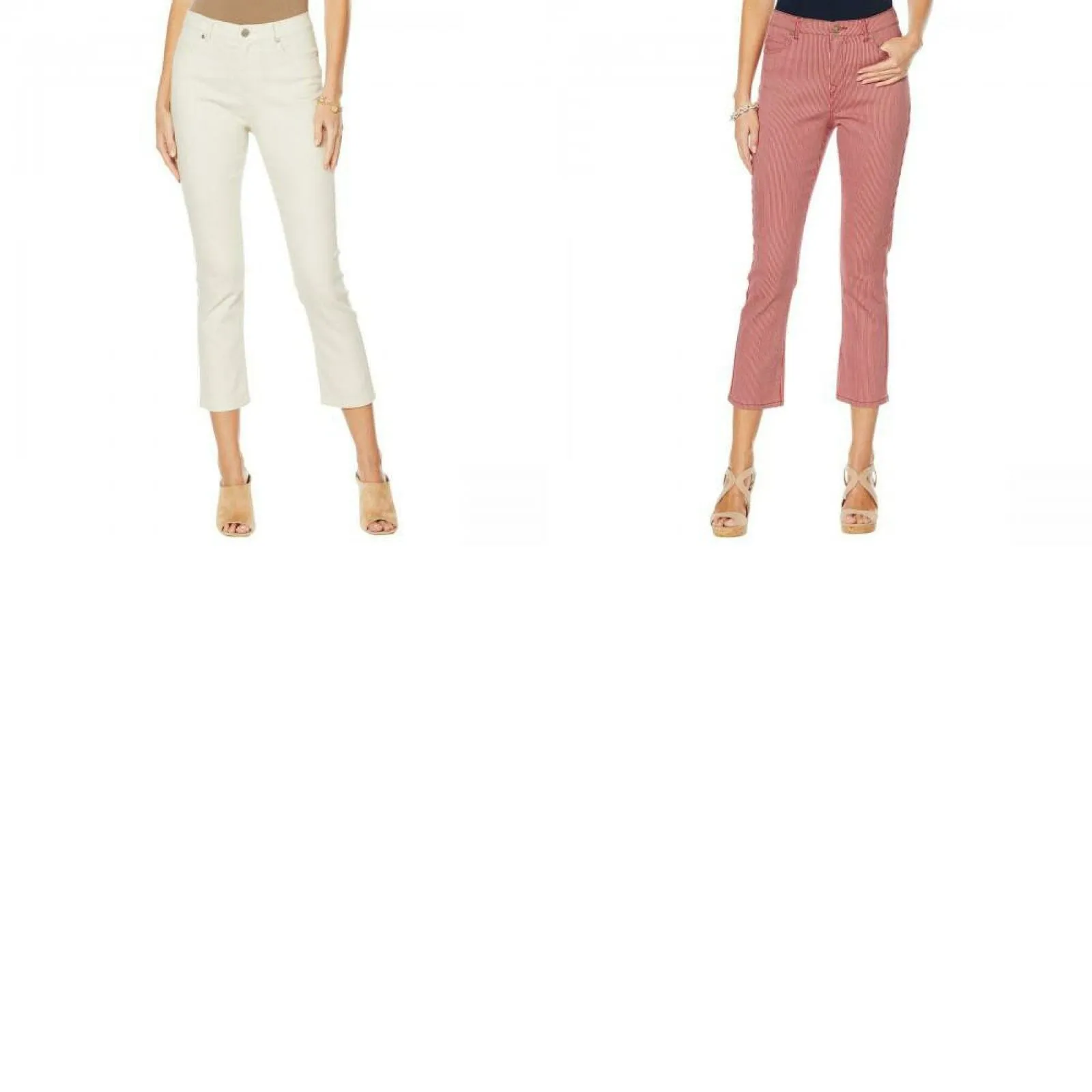 DG2 by Diane Gilman Women's Petite Classic Stretch Pinstripe Crop Jeans