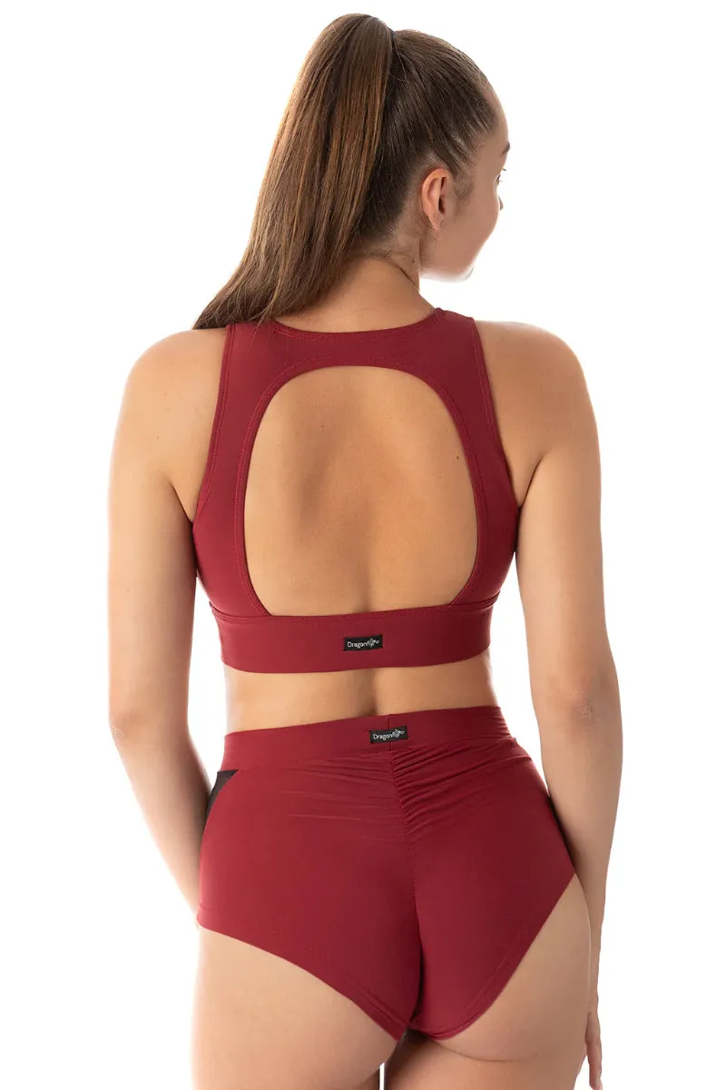 Dragonfly Rachel Sports Bra - Burgundy Mesh