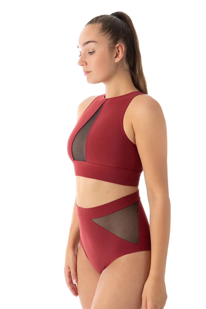 Dragonfly Rachel Sports Bra - Burgundy Mesh