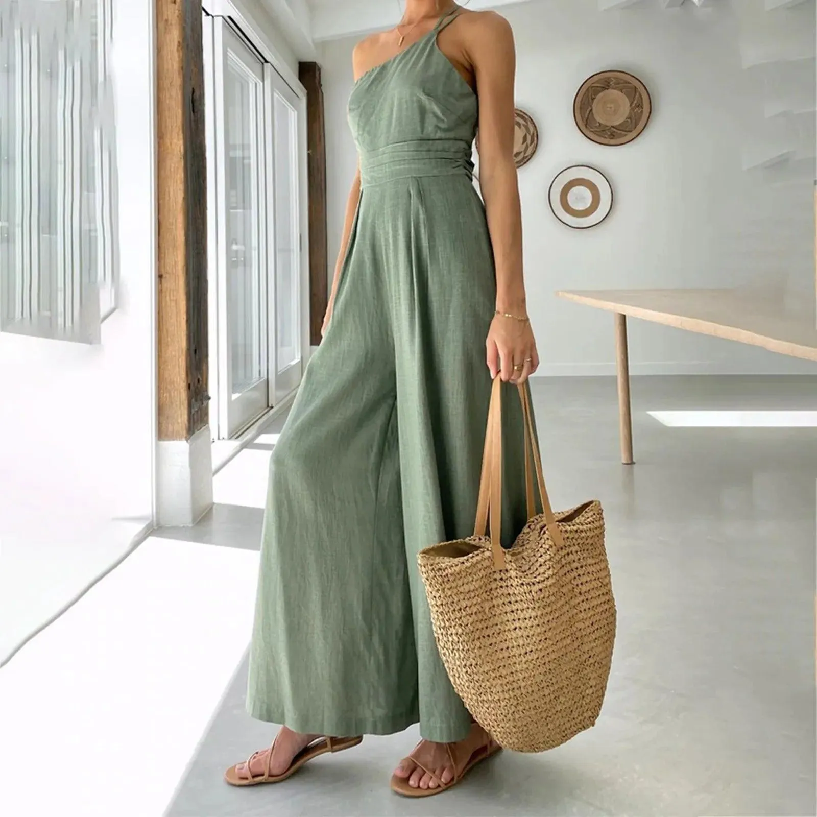 Emberly One-Shoulder One-Piece Jumpsuit