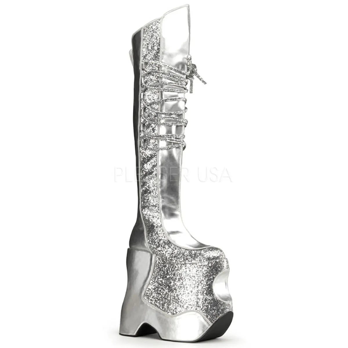 FABULOUS-3035  Silver Crinkle Patent-Glitter