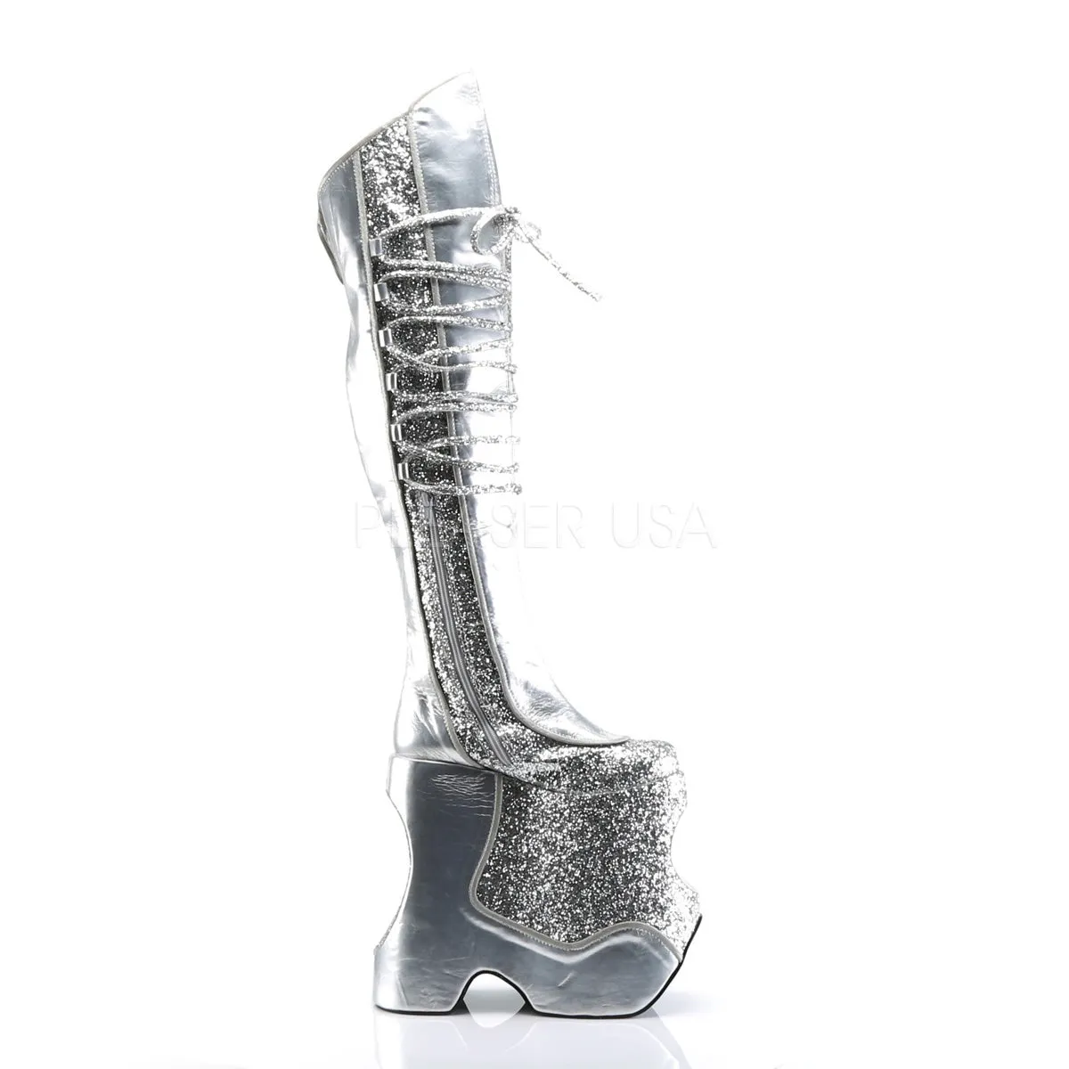 FABULOUS-3035  Silver Crinkle Patent-Glitter