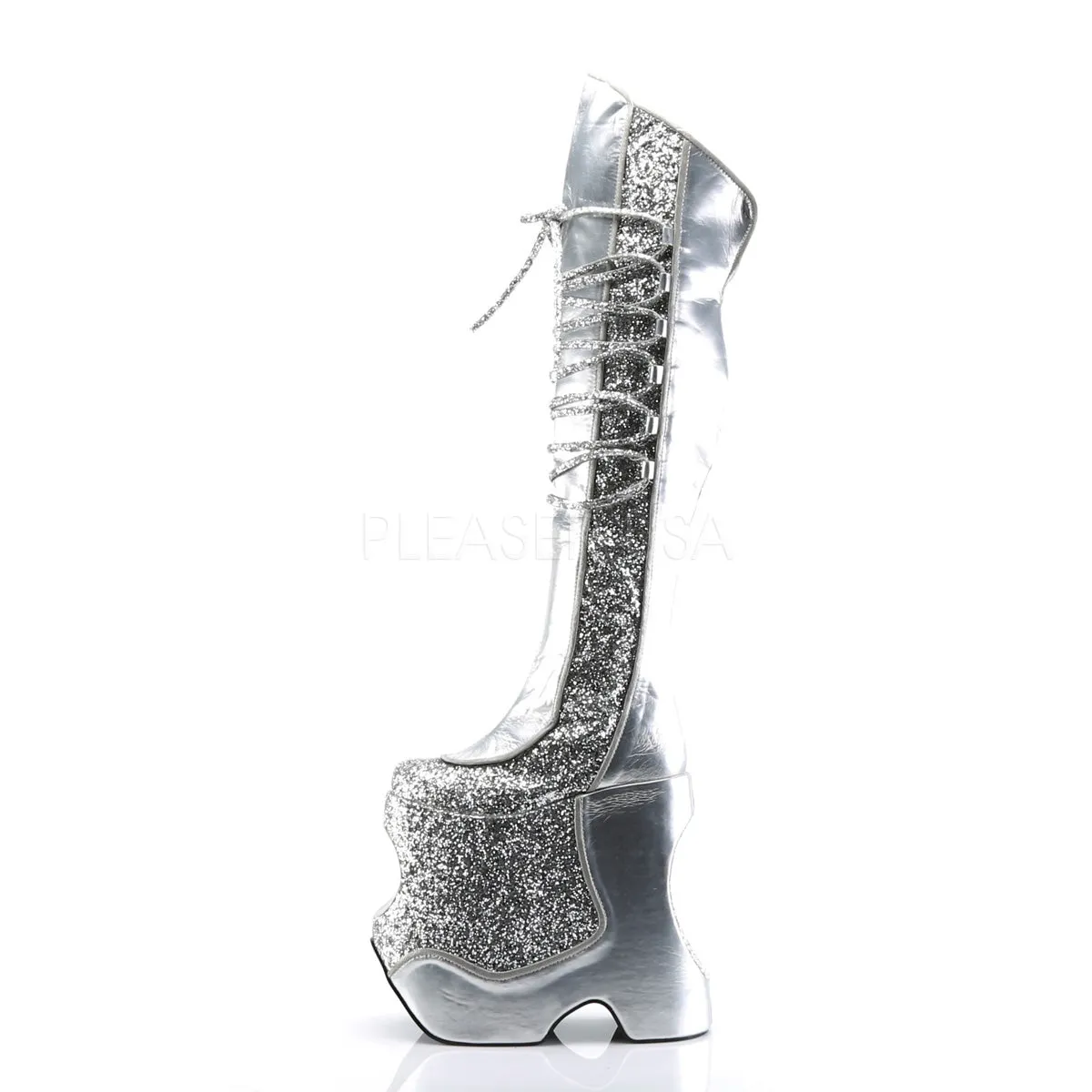 FABULOUS-3035  Silver Crinkle Patent-Glitter