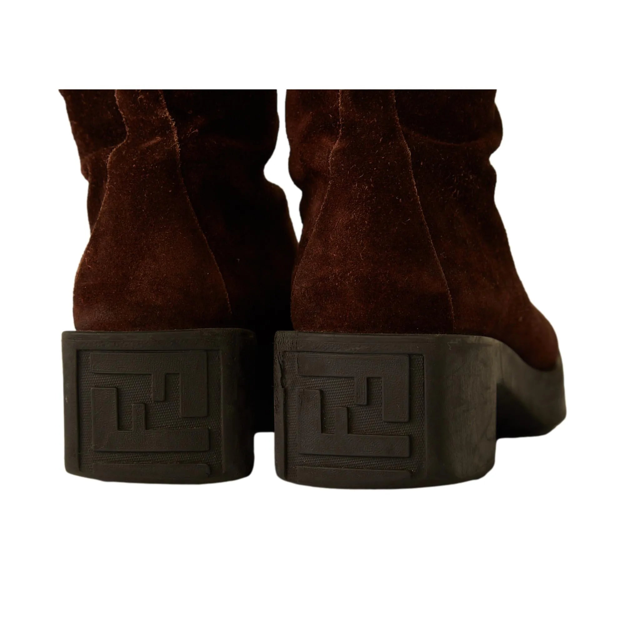 Fendi Brown Suede Zipper Boots