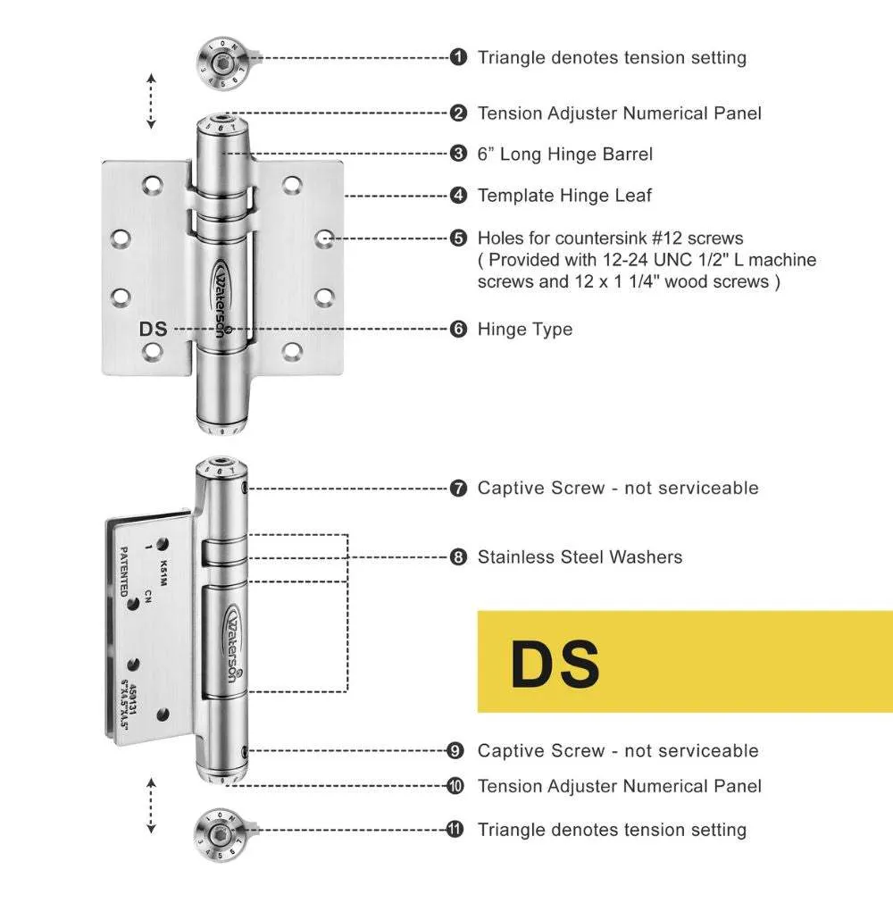 Fire Rated Self Closing Hinges | 7ft | SS304 | K51M-450-B3 | 3 Pack