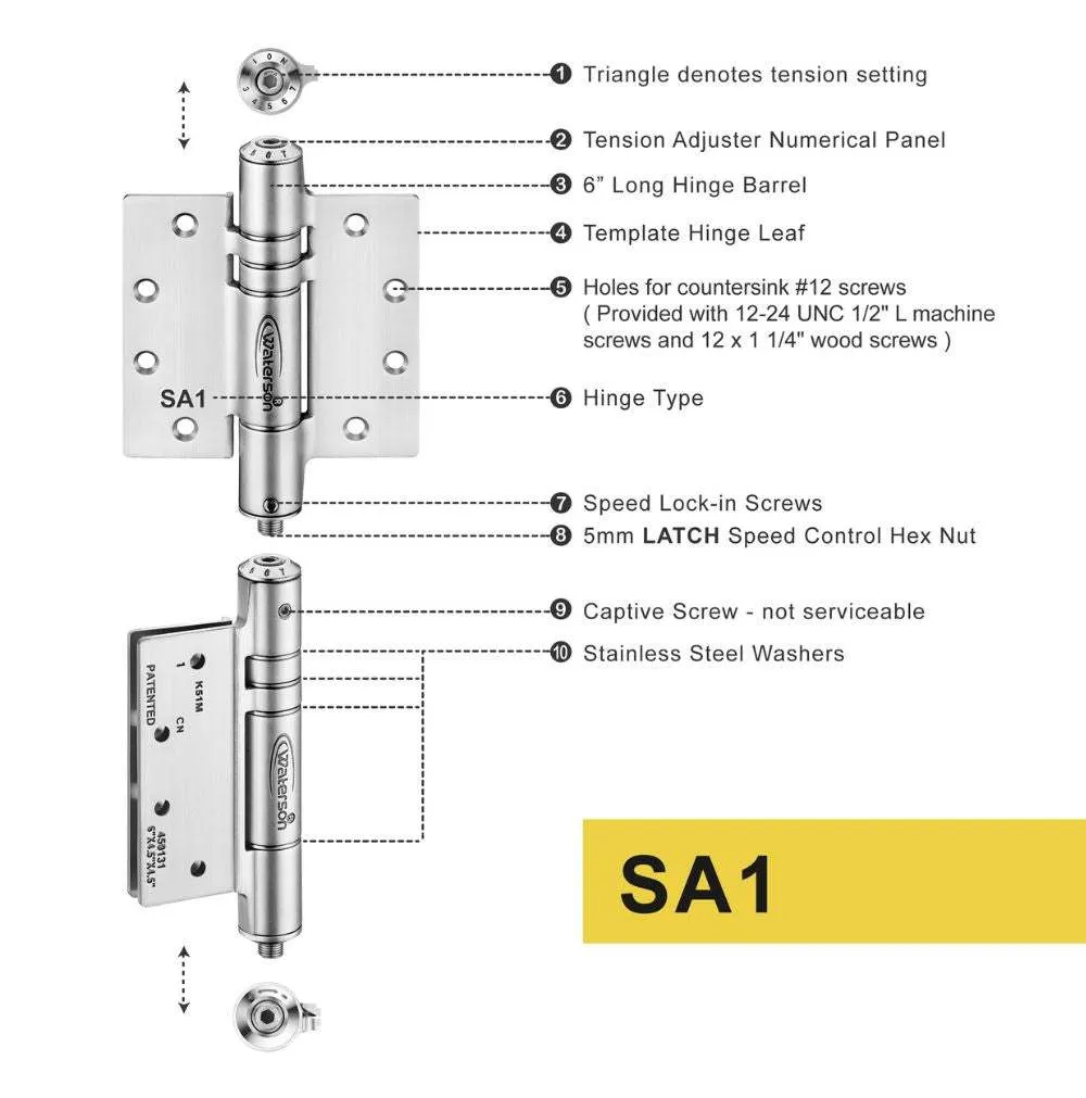 Fire Rated Self Closing Hinges | 7ft | SS304 | K51M-450-B3 | 3 Pack