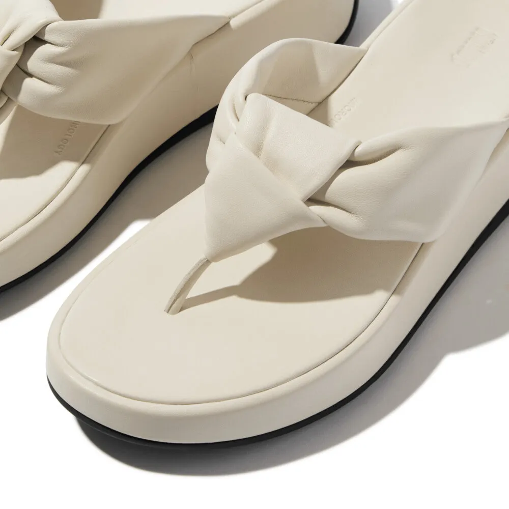 FitFlop F-Mode Knot Soft-Leather Flatform Toe-Post Sandals