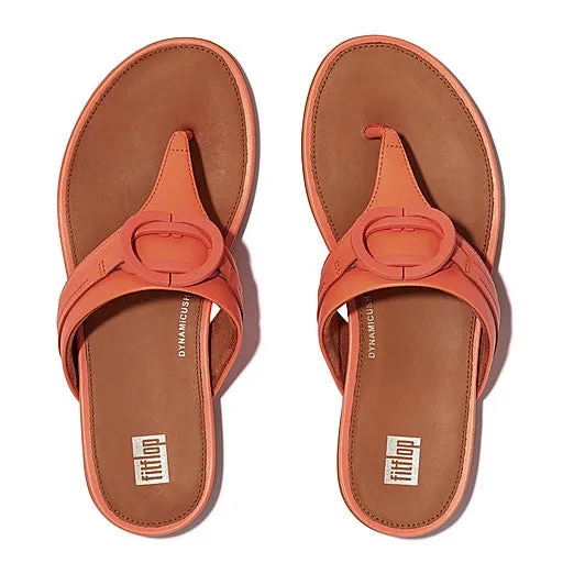 FitFlop Gracie Rubber Circlet Leather Sandals - Sunshine Coral