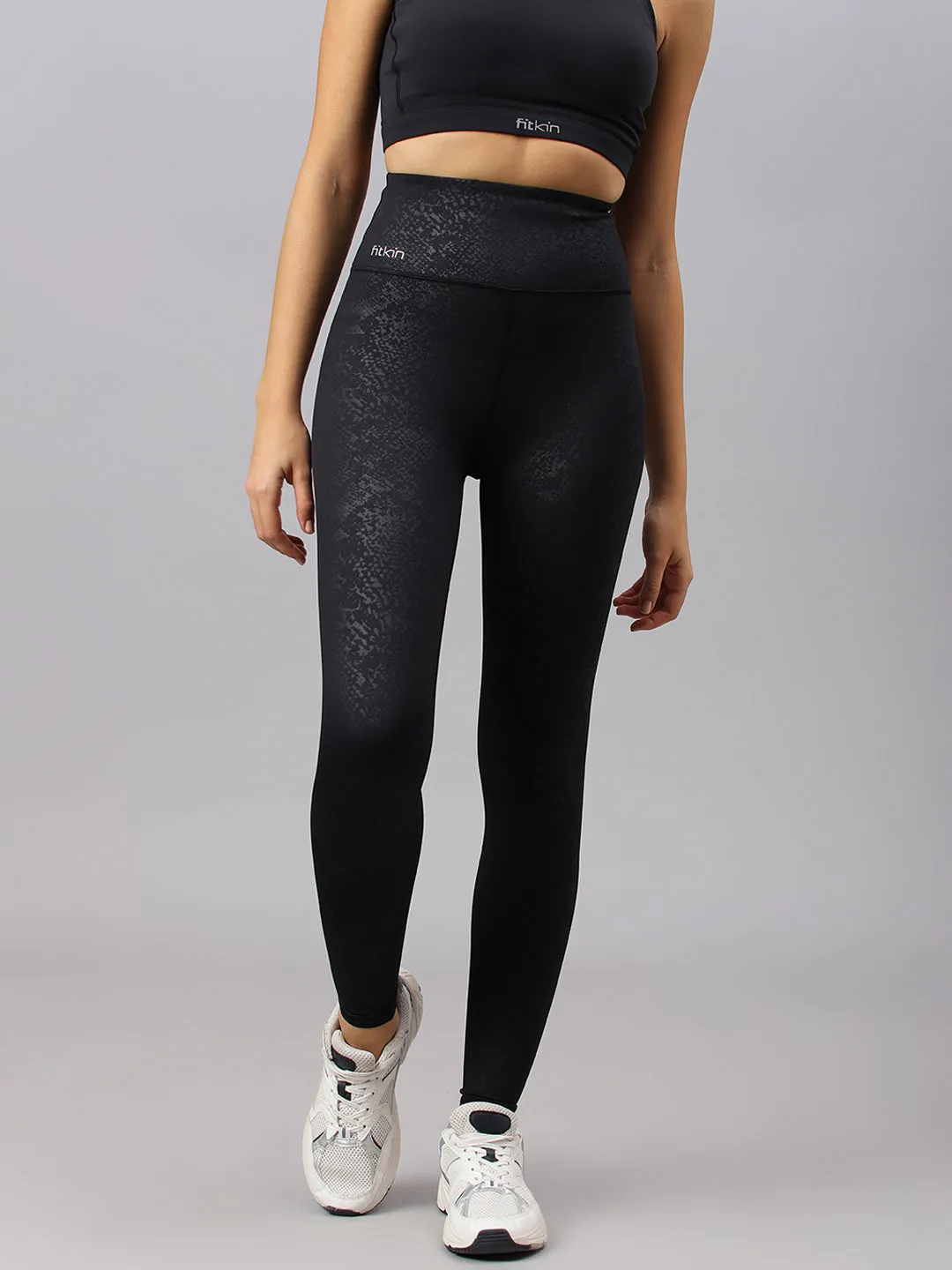 Fitkin Women's Snake Print High Waist Basic Core Tights