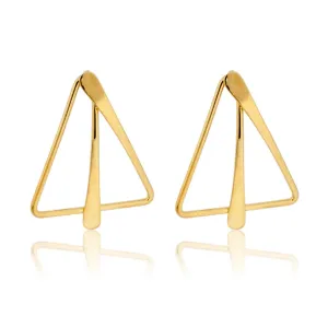 Flared Triangle Earrings with Drop