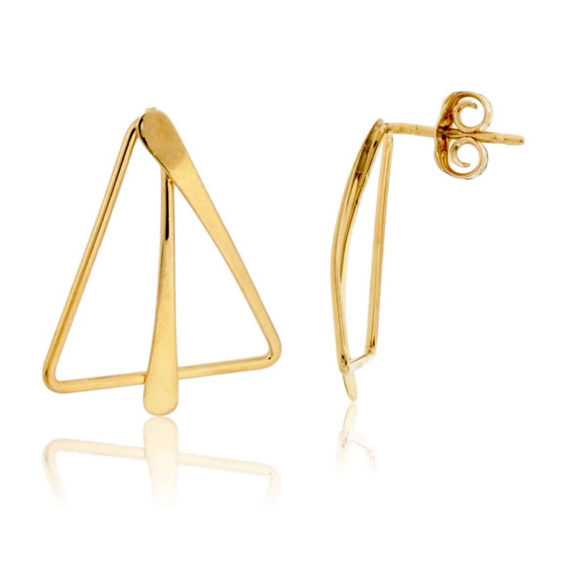Flared Triangle Earrings with Drop