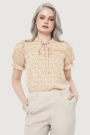 Floral Tie Neck Detail Top
