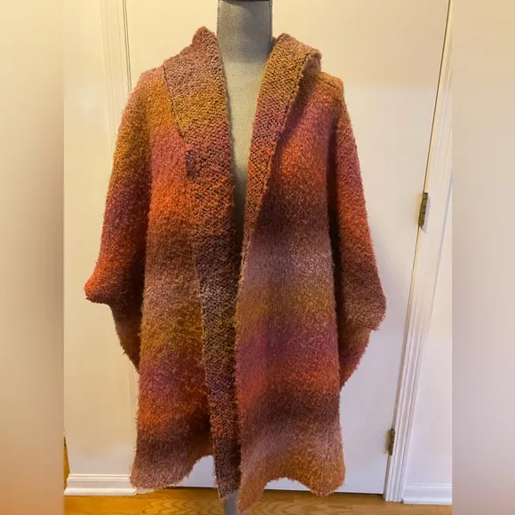 Free People Ombre Desert Rose Haze Hooded Poncho, One Size
