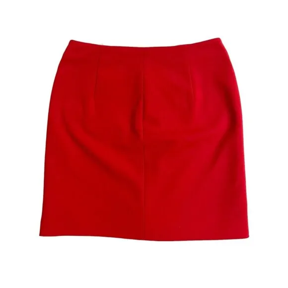 French Connection Red Mini Skirt Glass Stretch Mini Skirt Zippers Sz 4 NWT $128