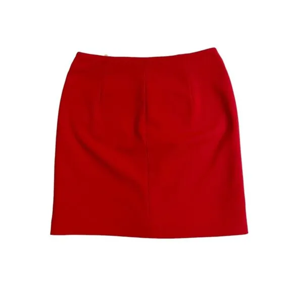 French Connection Red Mini Skirt Glass Stretch Mini Skirt Zippers Sz 4 NWT $128