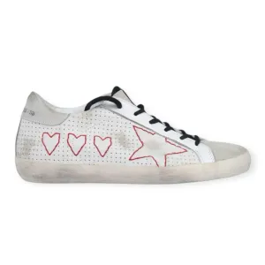 Golden Goose Shoes, White Superstar Sneakers with Hearts (size 38)