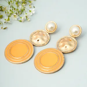 Golden Pearl Coined Drop Earrings