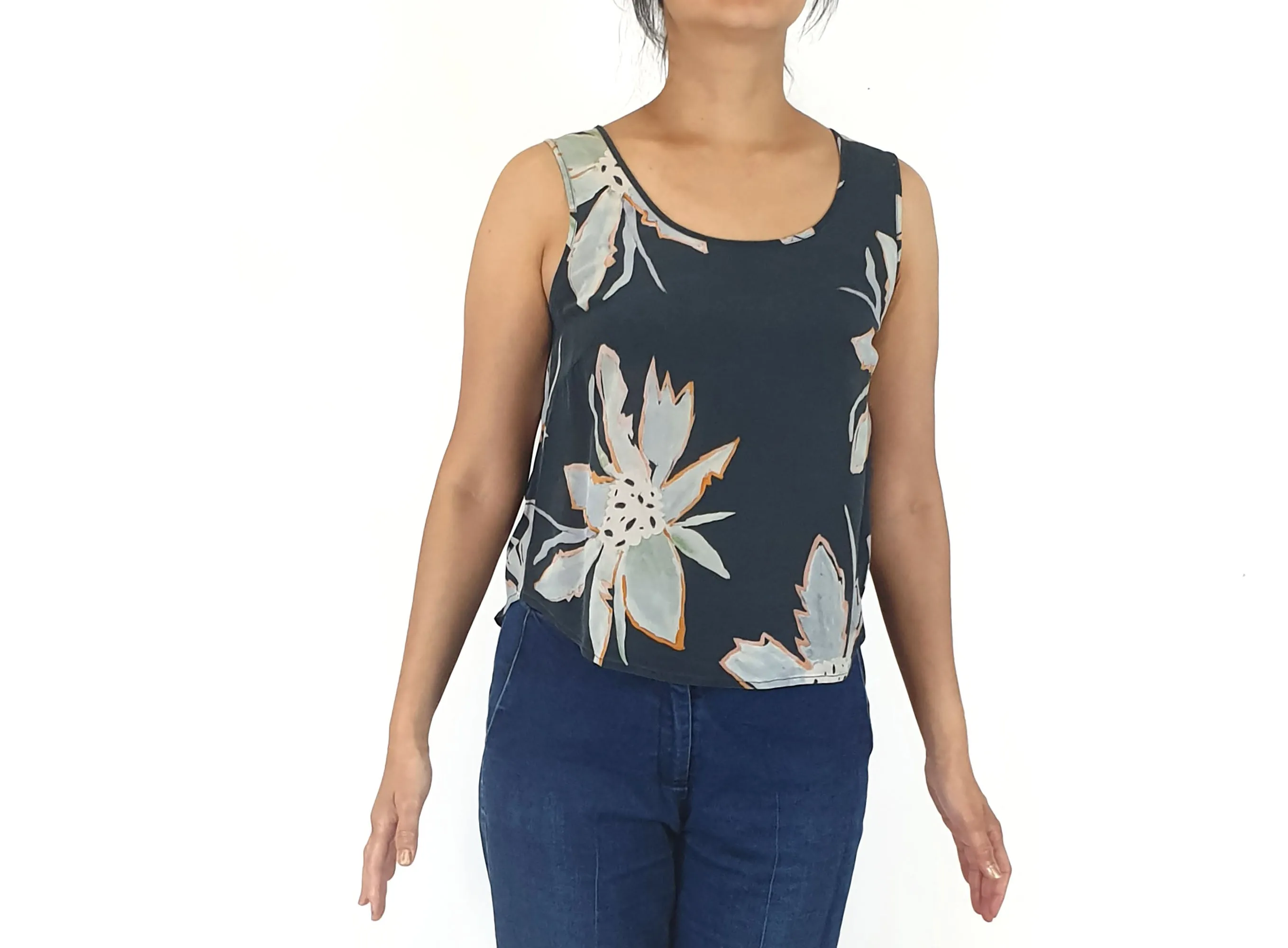 Gorman navy silk floral top size 10