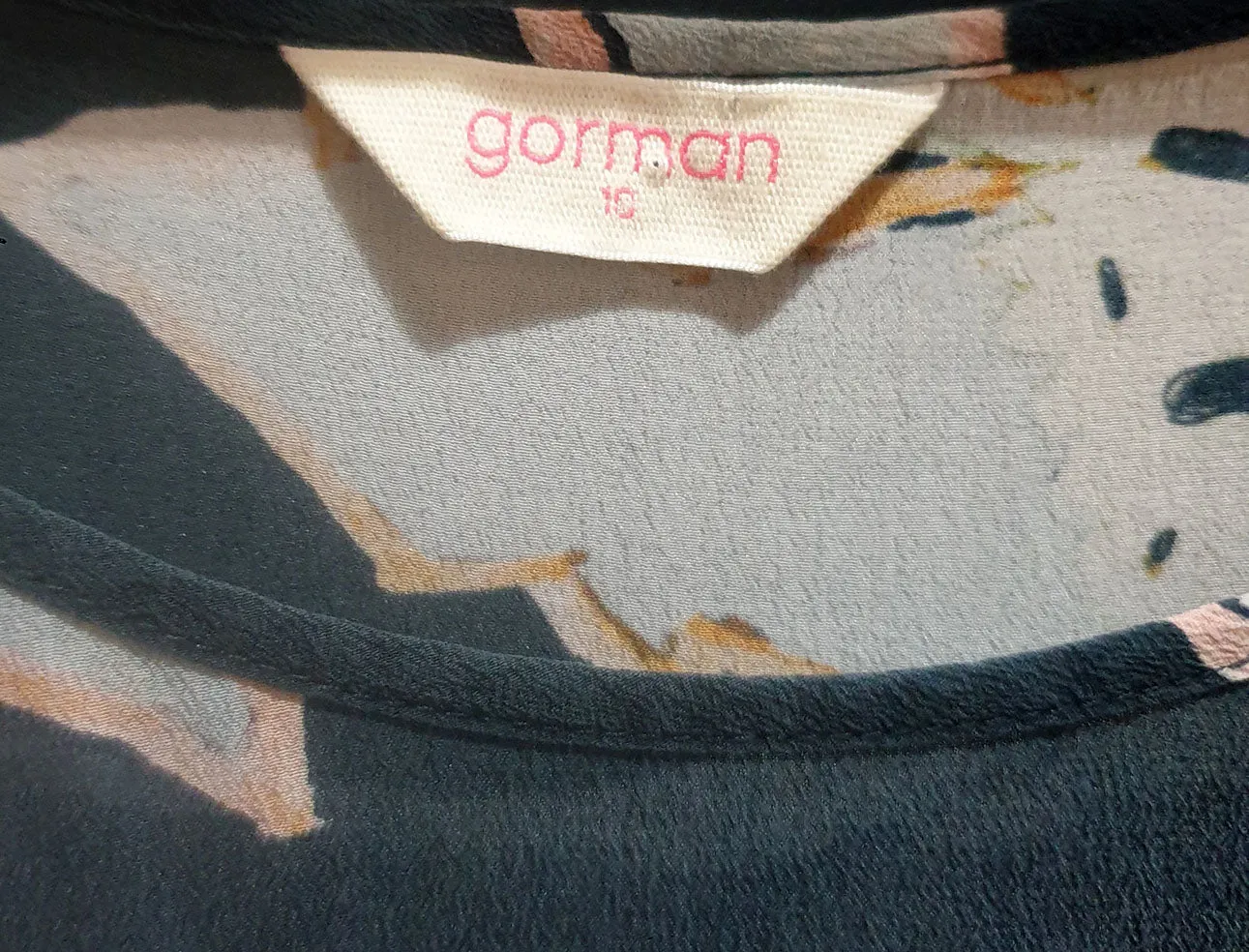 Gorman navy silk floral top size 10