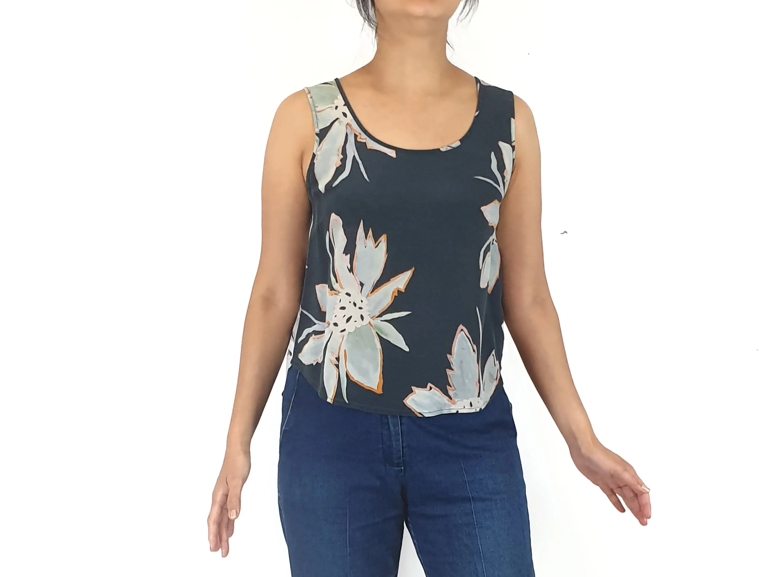 Gorman navy silk floral top size 10