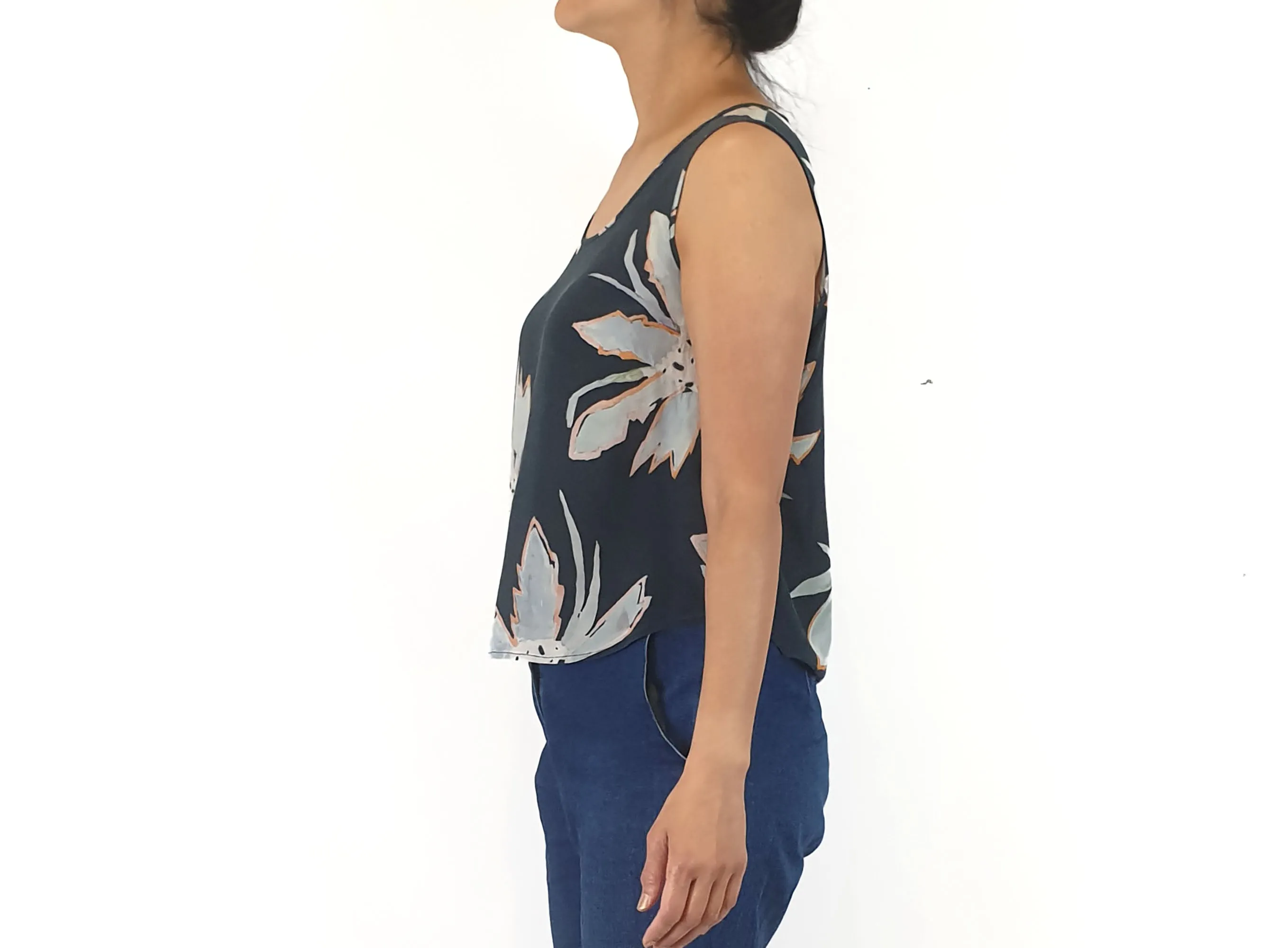 Gorman navy silk floral top size 10