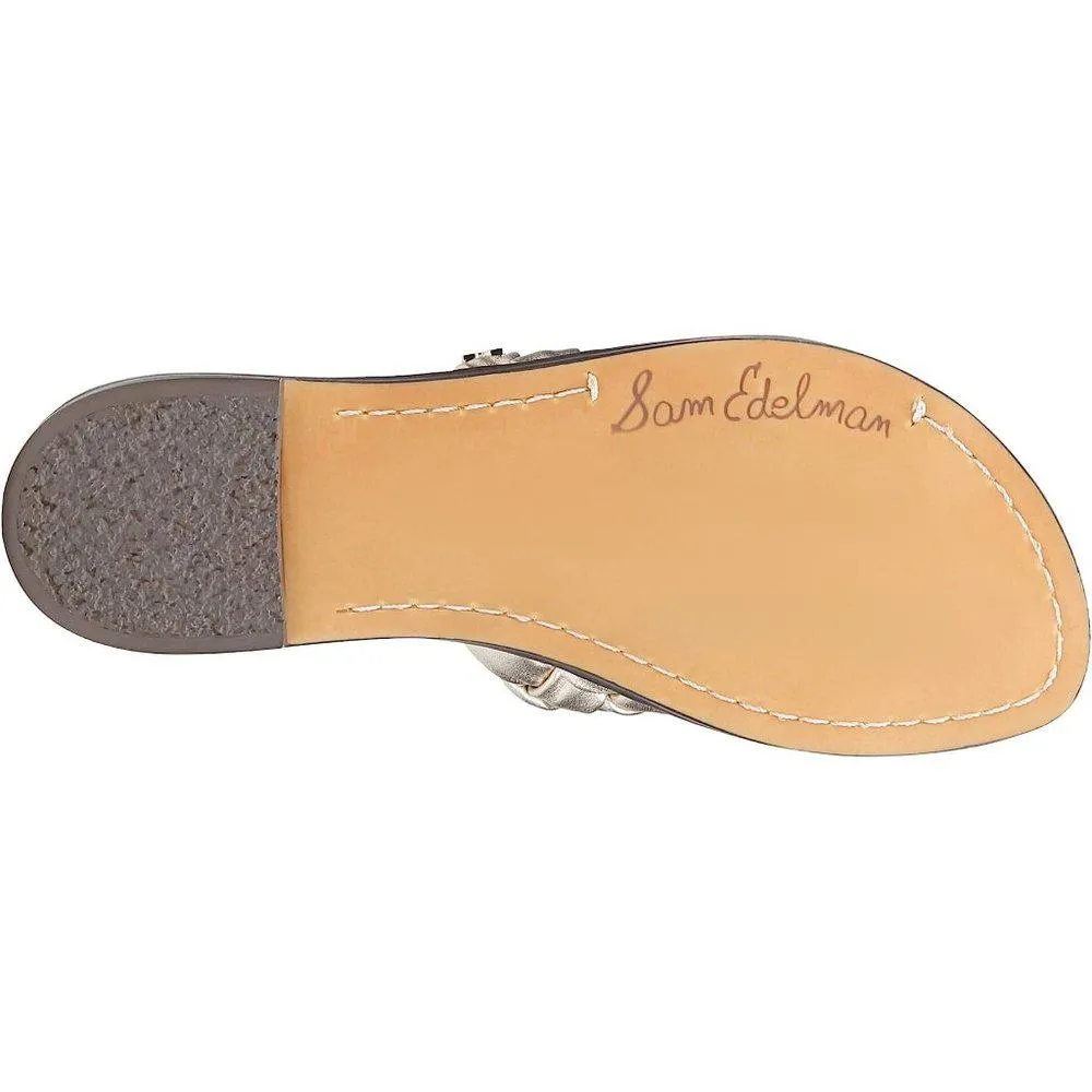 Griffin Jute Metallic Woven Leather Flat Sandals