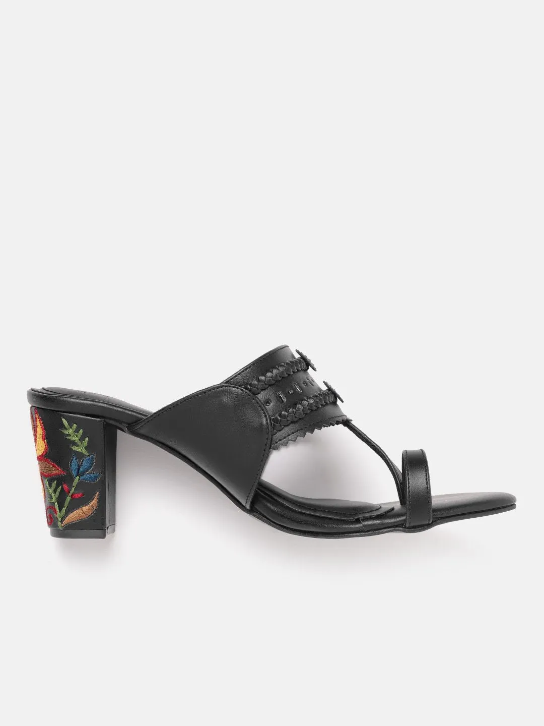 House of Pataudi Woven Design Block Heels