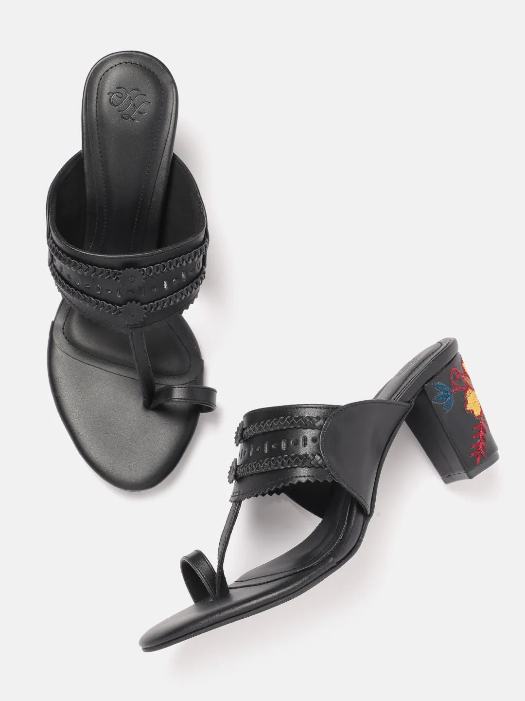 House of Pataudi Woven Design Block Heels