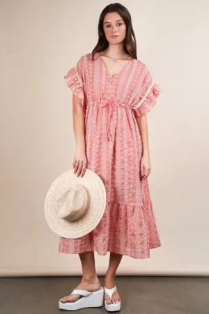 In My Boho Era Midi Dress in Pink