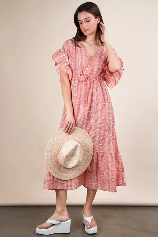 In My Boho Era Midi Dress in Pink