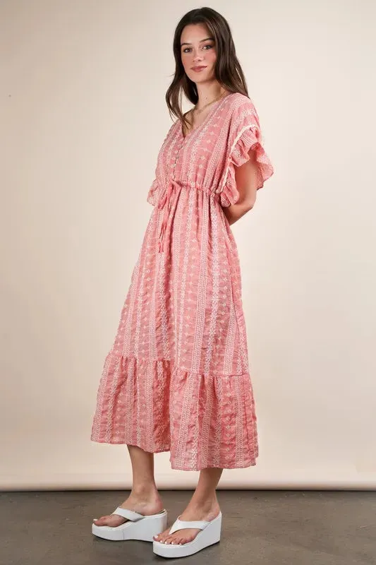 In My Boho Era Midi Dress in Pink
