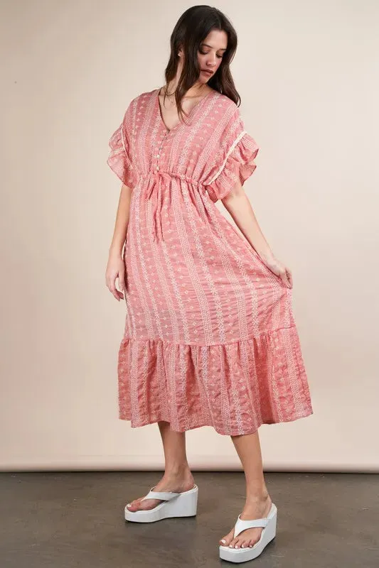 In My Boho Era Midi Dress in Pink