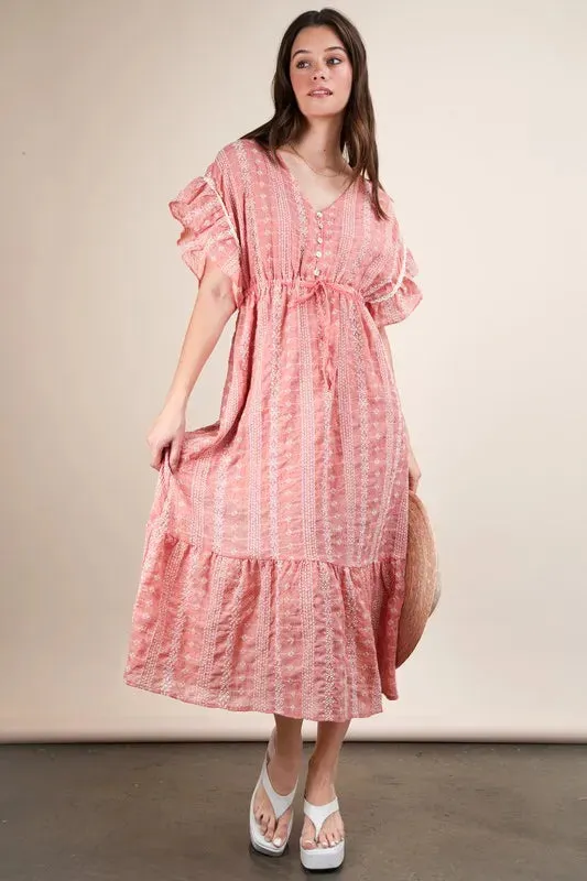 In My Boho Era Midi Dress in Pink